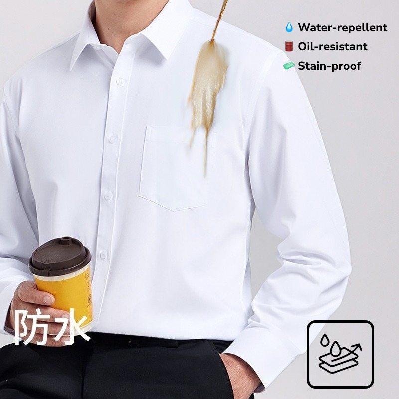 Office Tech Wear - 남성용 방수 오일프루프 긴팔 셔츠 –
