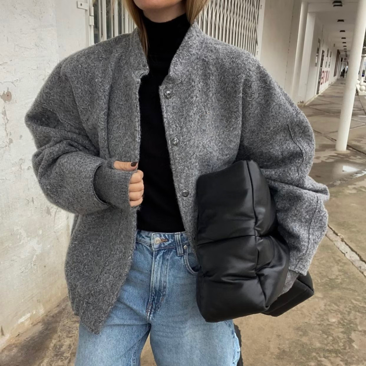 Office Tech Wear - 봄버 재킷 여성용 재킷 내부 포켓